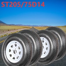 Set Of 4 Trailer Tires With 14 Rims 5 Lug Wheels For Camper Utility Cargo Boat