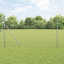 WALPLUS Fence Posts Set of 2 Silver Powder Coated Steel Garden Support