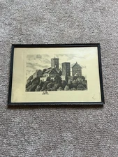 Antique ‘1914 Framed German Castle Artwork