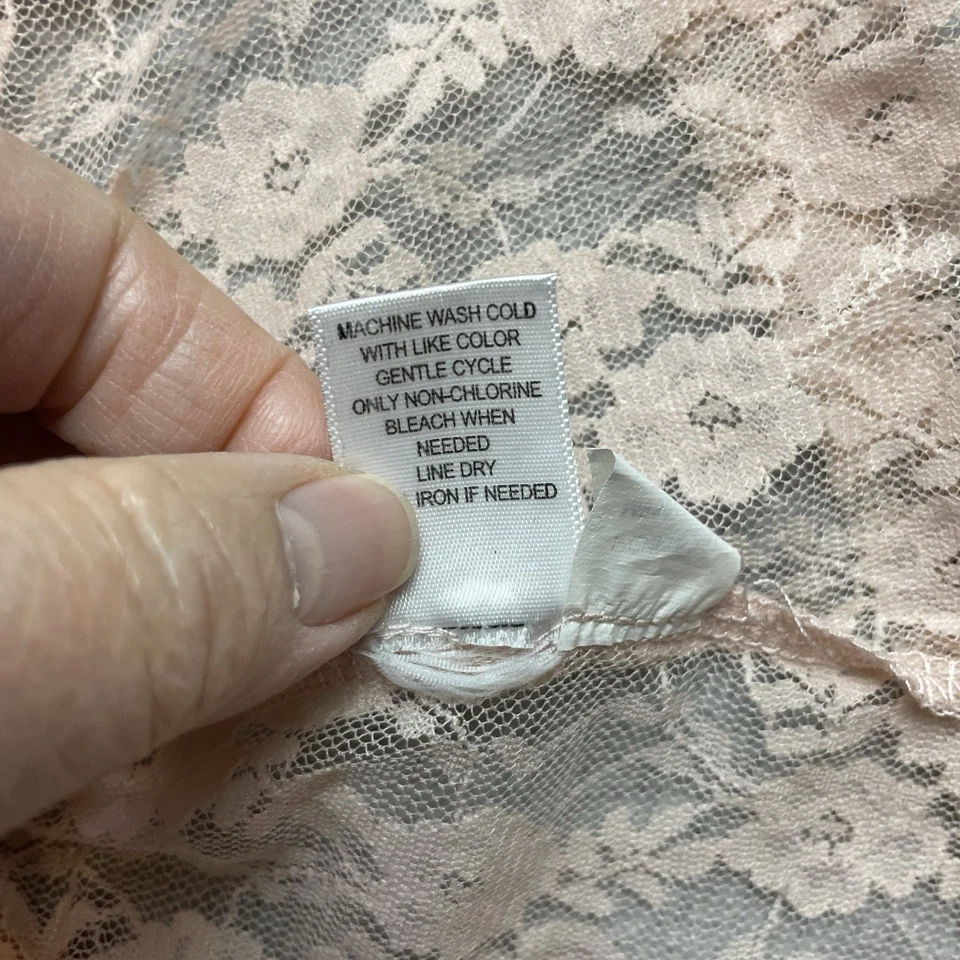 Camiseta sin mangas Circles and Cycles de encaje para mujer L rosa melocotón floral moody transparente romántica Foto 4 de 4