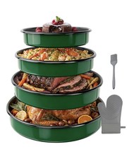 MCCSI Enamel Baking Pans 4-Pack 9/10/12/14 Inch Non-Stick Heat Resistant