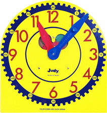 13" X 12" Judy Clock, Learn to Tell Time with Color Coded Clock Hands, Analog Ti