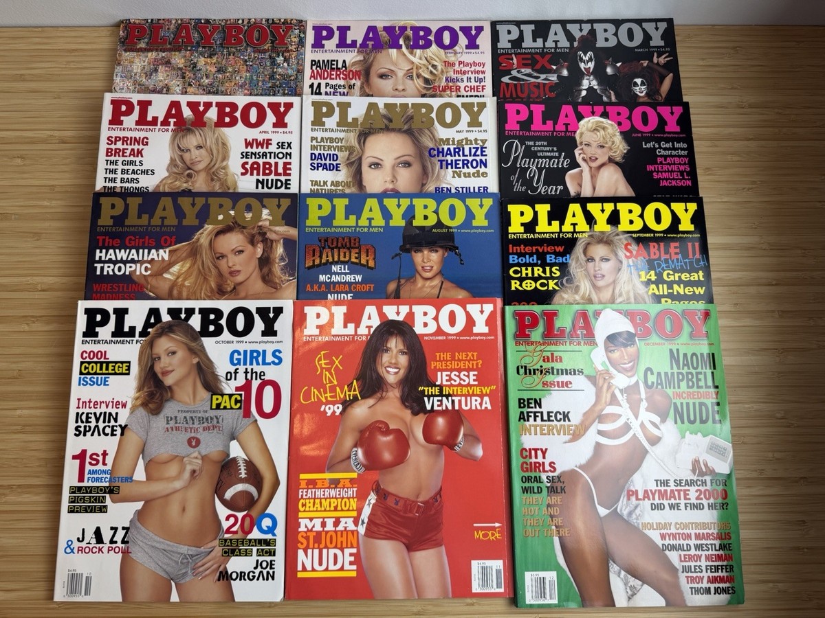 1999 Playboy Magazine Lot - Full Year Complete Set w/ Centerfolds
