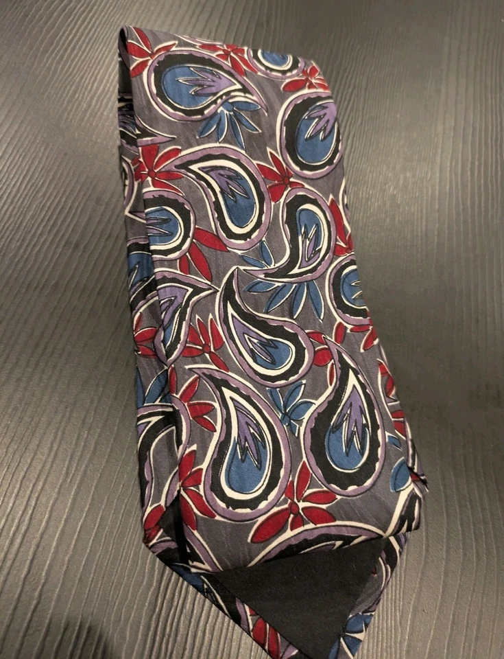 Linee Moda Corbata de Seda Retro Ambiente Geométrico Floral Patrón Paisley Hecho en Italia Foto 4 de 4