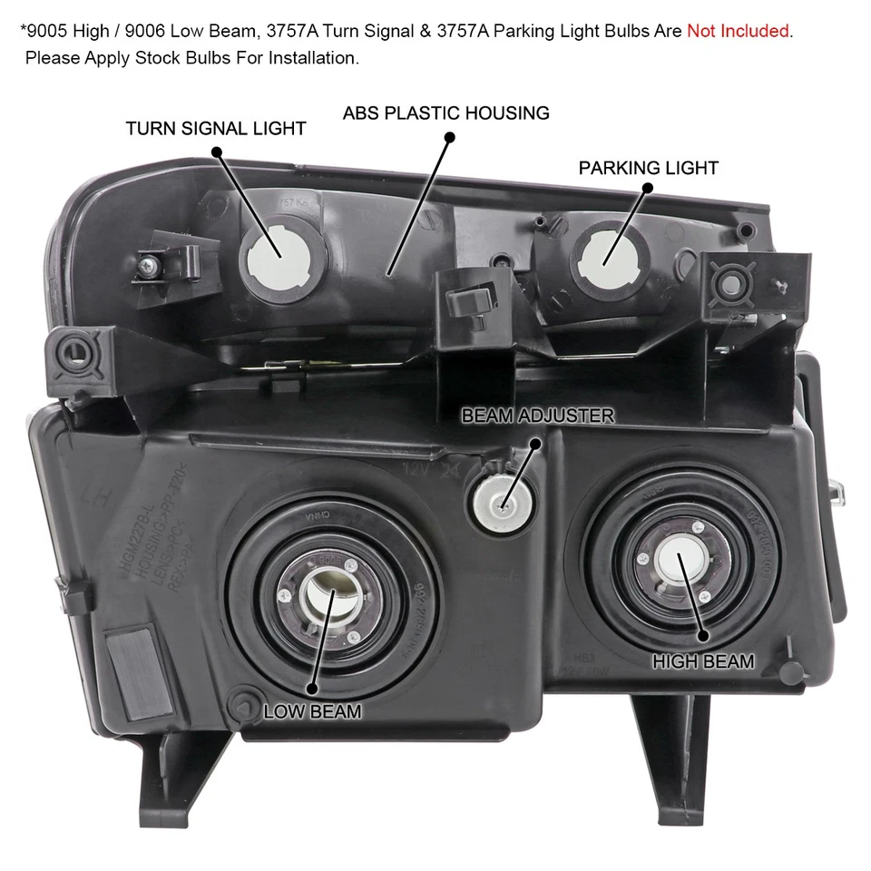 Fits 2004-2012 Chevy Colorado GMC Canyon Black Headlights+Parking Corner Lamps — 第 4/4 张图片