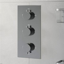 Thermostatic Round Control Concealed Shower Valve Triple Outlet Chrome Finish