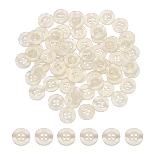 "150 StüCk NäHknöPfe (11,5Mm) FüR 15/32\" Runde 4-Loch KnöPfe, Beige"-image