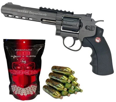 SET Ruger SuperHawk 6" Airsoft Softair Revolver Fritz-Cell 6mm BBs CO2 Kapseln