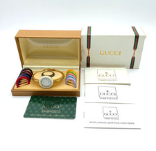 Gucci Change Bezel 12 Colors Quartz Gold White Women Watch Box 11/12.2 Excellent