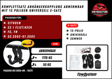 Anhängerkupplung Komplettsatz abn. +ES 13 für Citroen C3 Fließheck BJ 02-05