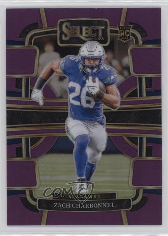 2023 Panini Select Concourse Purple Prizm 19/75 Zach Charbonnet Rookie RC 0w27