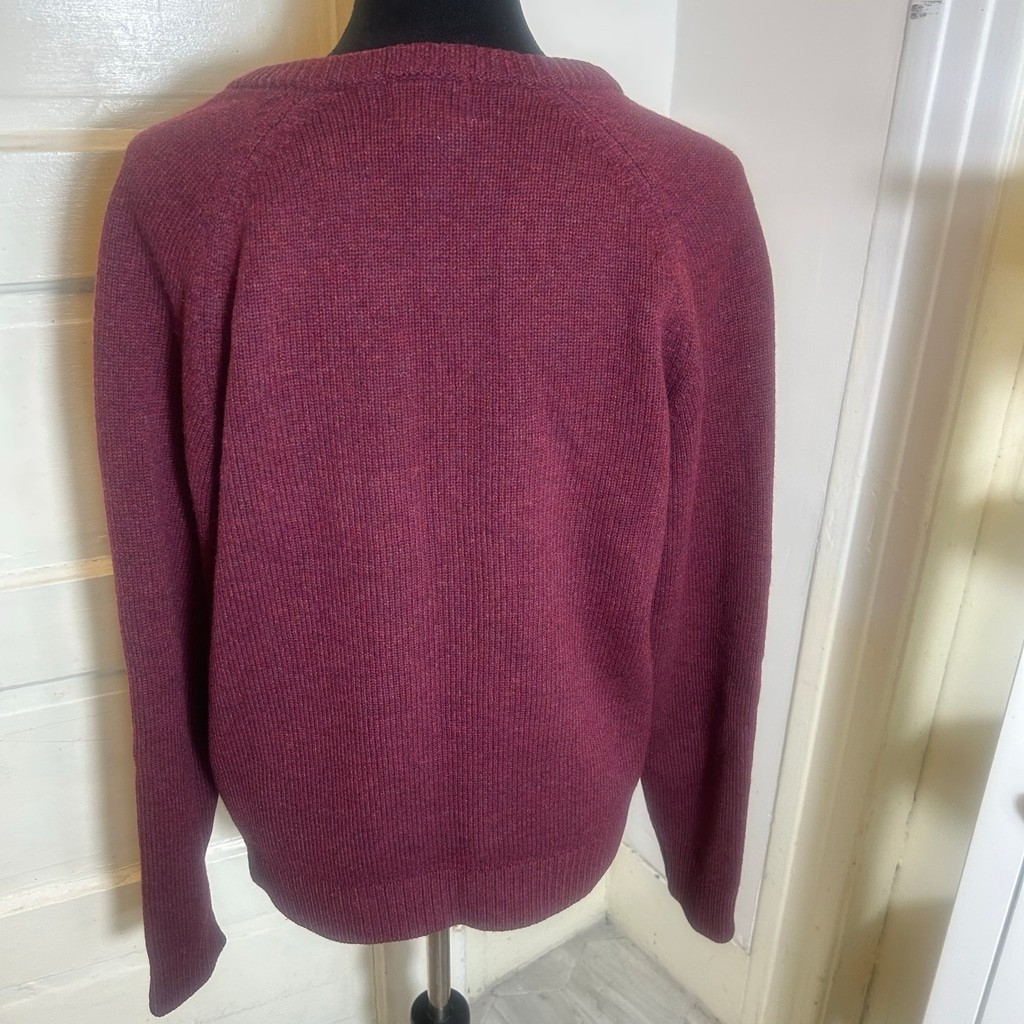 VTG L.L.Bean Burgundy Lambswool V-Neck Pullover Sweater S Grandpa Academic View 6