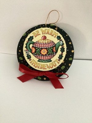 Vtg Mary Engelbreit 5  Hatbox Ornament BE WARM INSIDE OUT