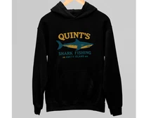 Quints Shark Fishing Hoodie Retro Ocean Sweatshirt Vintage Fishing Graphic Shirt