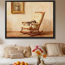 Shih Tzu Canvas Print Wall Art Dog Oil Painting for Living Room Decor
