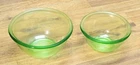 Vintage Hazel Atlas Green Depression Glass Smooth Mixing Bowl Lot 5" & 6"