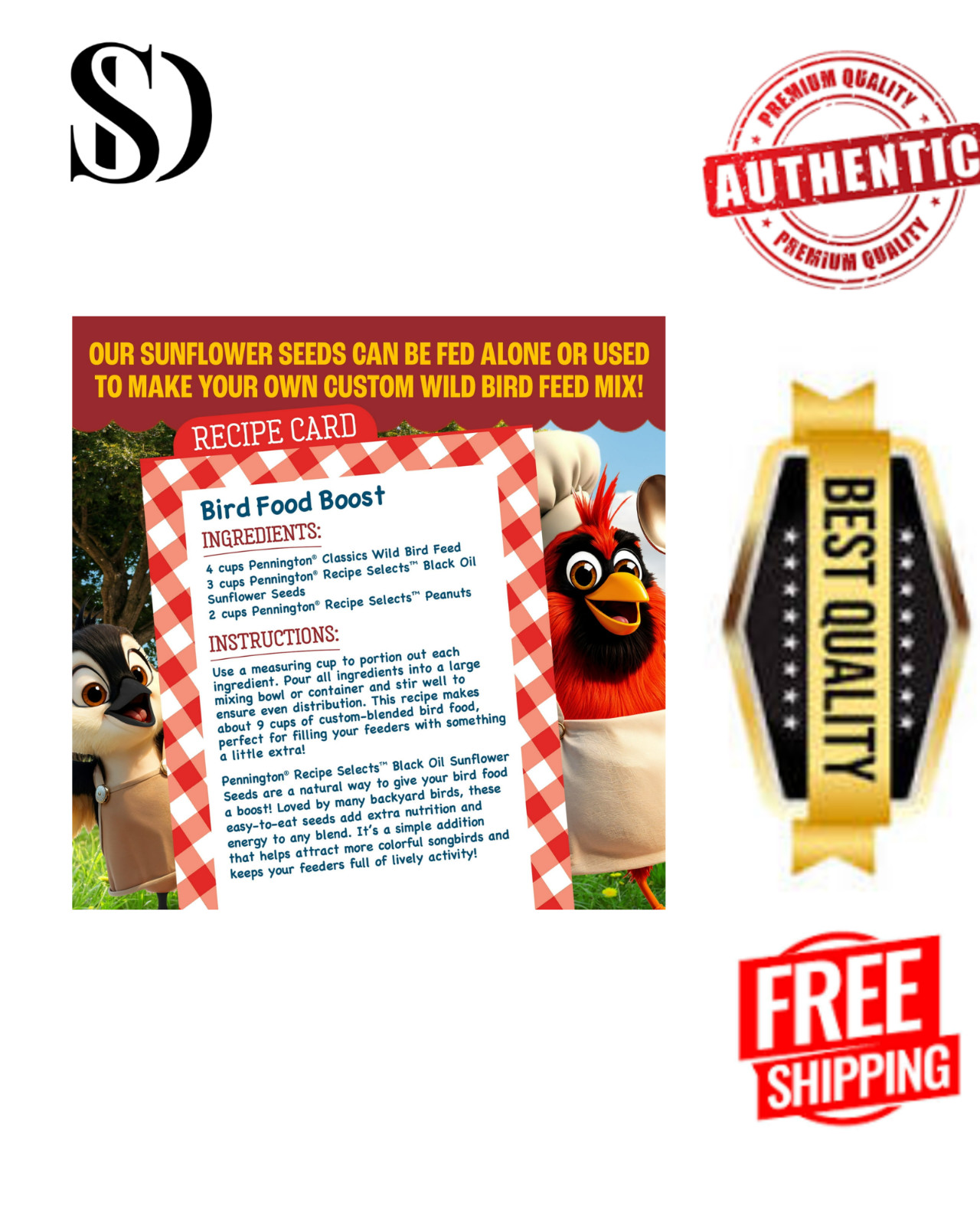 Recipe Selects Black Oil Sunflower Seed Dry Wild Bird Feed, Bird Food, 40 Lb. Ba
