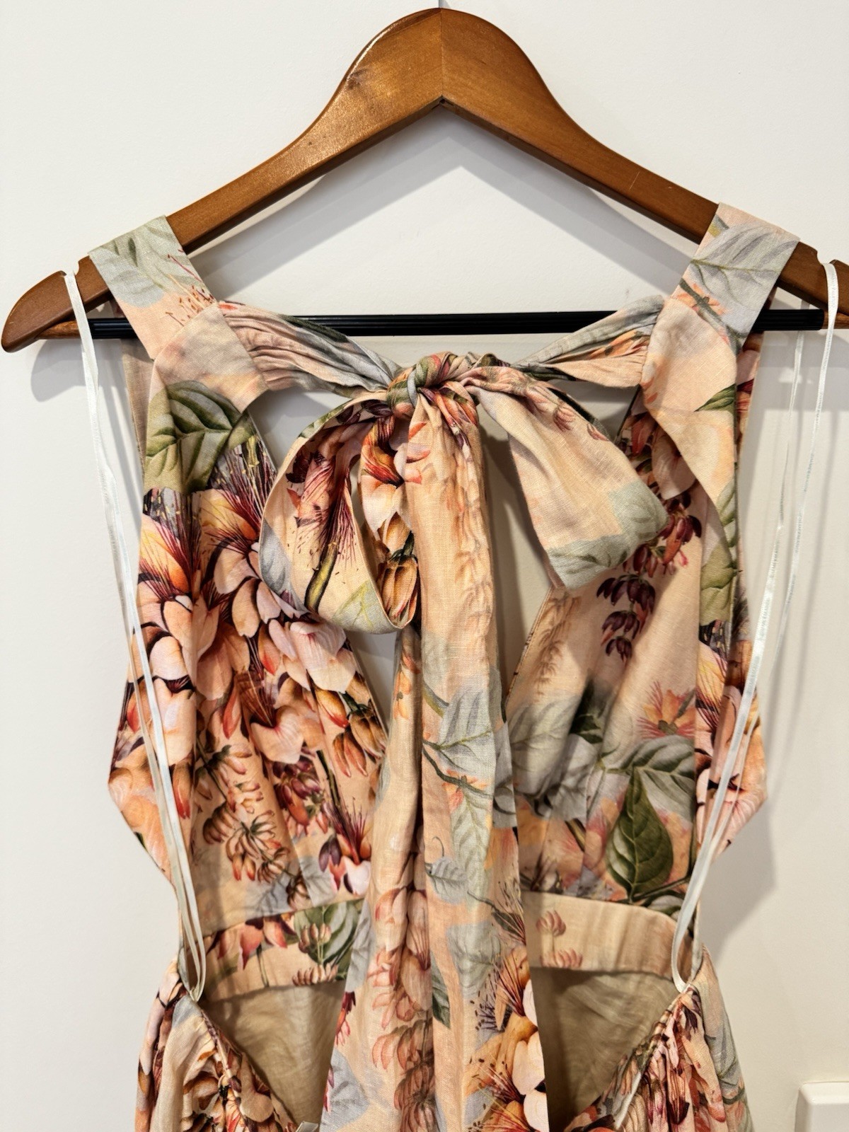 Zimmermann Dress Size 1/AU 10/US 6 Candescent Swing Linen Floral Plunge Mini