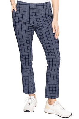 GOLFTINI ANKLE PANT WOMEN'S MEDIUM STRETCH NAVY PLAID GOLF NEW NWT