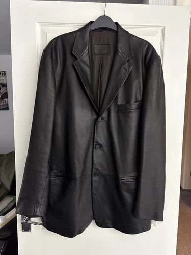 Cappotto giacca uomo Loewe nero pelle di agnello pelle morbida taglia 58 2XL 3XL