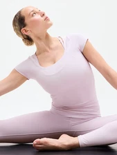 New Athleta S Transcend Scoop Tee Lilac Sky Pink Small