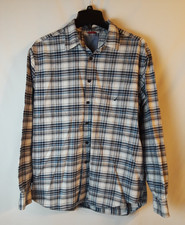 Nautica Men  s Shirt Size L White Blue Plaid Check Long Sleeve Button Up Cotton
