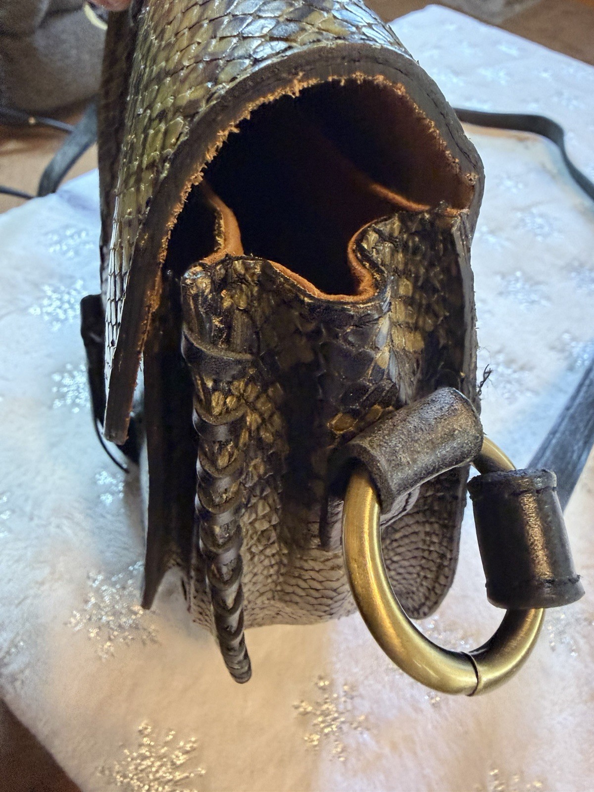 Patricia Nash Python Embossed Leather Crossbody B… - image 9