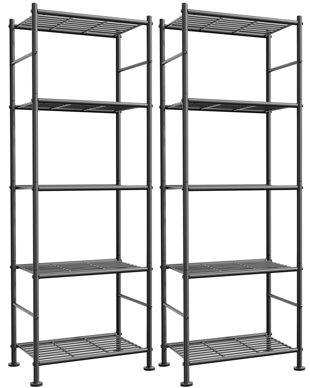 Sakugi Storage Shelves - Set of 2, 5-Tier Metal Shelf Organizer, Space-Saving...
