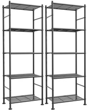 Sakugi Storage Shelves - Set of 2, 5-Tier Metal Shelf Organizer, Space-Saving...