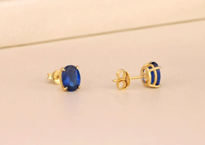 Blue Sapphire Stud Earrings Gold Plated Earrings Silver Birthday Gift For Girls