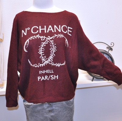 NEU KNIT WEAR ITALY LEGER STRICK PULLI OVERSIZED NO CHANCE MERLOT 38 40 42