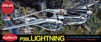 k*3様 Guillow's Lockheed P-38L Lightning Guillow's Lockheed P-38 Lightning Balsa Wood Model Airplane Kit