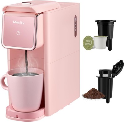 Mecity Pink Coffee Maker Mini Single Serve Machine Compatible 