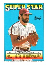 1988 Topps Super Star Sticker Back Card Steve Bedrosian #31