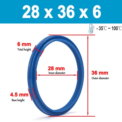 Hydraulic Ram Seal Wiper Seal 28/30/31.5/32/35mm Rod OD.U-Cup DHS-Type Dustproof - Picture 25 of 29