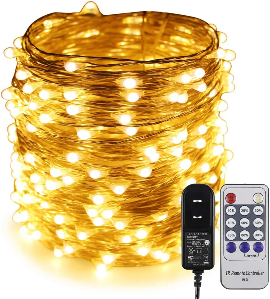 LED String Lights Plug In, 66Ft/20M 200 LED Silver Coated Copper Wire Starry Lig