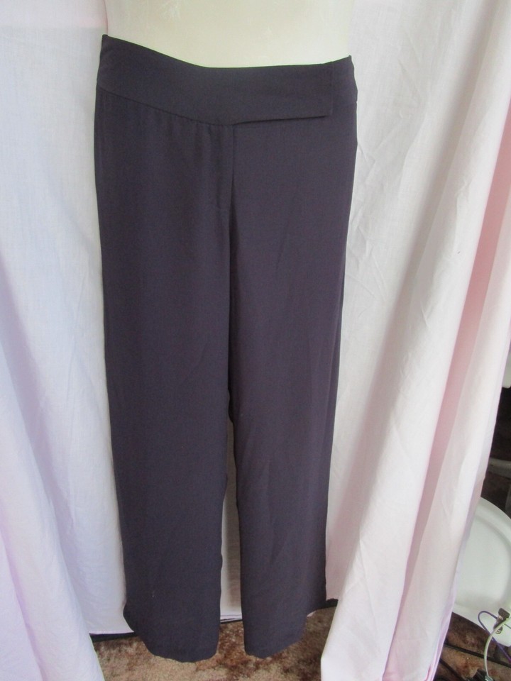 LOUNGE, Purple, Straight Leg Pants, Zip, Button, Wide Waistband, Sz 14, Exc Cond