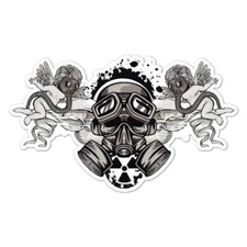 Radioactive Cherub Gas Mask Sticker Decal