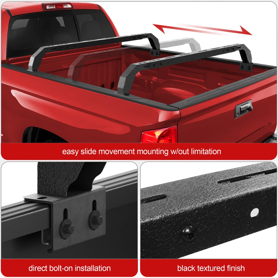 For F150 Silverado Sierra Ram Tundra Adjustable Truck Bed Chase Rack Cross Bar - Image 3 of 4