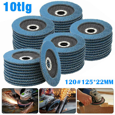 10 Stk / 20 Stk Fächerscheiben Blau 125mm K120 Winkelschleifer Schleifscheiben