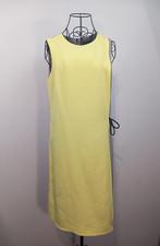 Tahari Arthur S Levine Dress Womens UK8 Grey Yellow Tie Waist Fully Lined