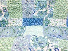 NEW COZY BEACH HOUSE CHIC TROPICAL BLUE AQUA SAGE GREEN PATCHWORK QUILT SET