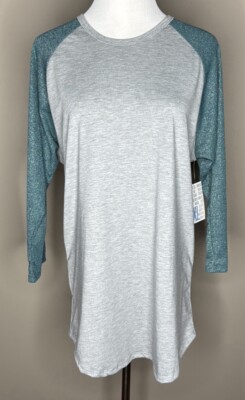 NEW LuLaRoe Randy womens 3/4 sleeve top t-shirt green glitter sleeves size XL.