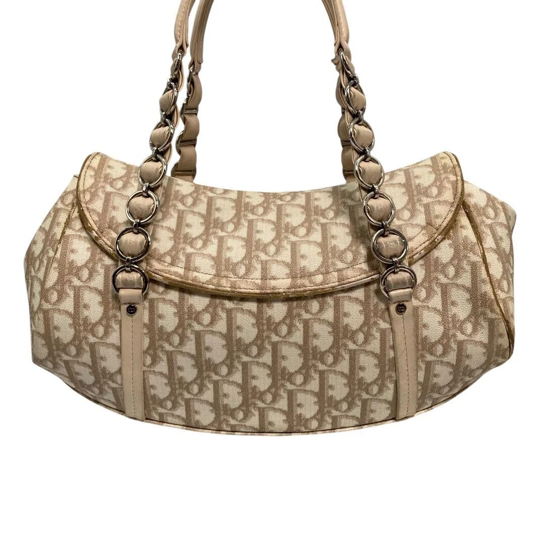 Sac à main Christian Dior trotteur romantique beige PVC cuir Made Italy