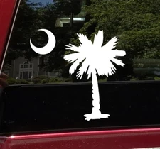 Palmetto Tree with Crescent Moon Vinyl Decal | South Carolina State Flag SC