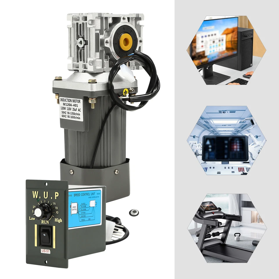 Worm Gear Motor 120W AC 110V Speed Controller Industrial Gearbox Electric RV30 - Image 3 of 4