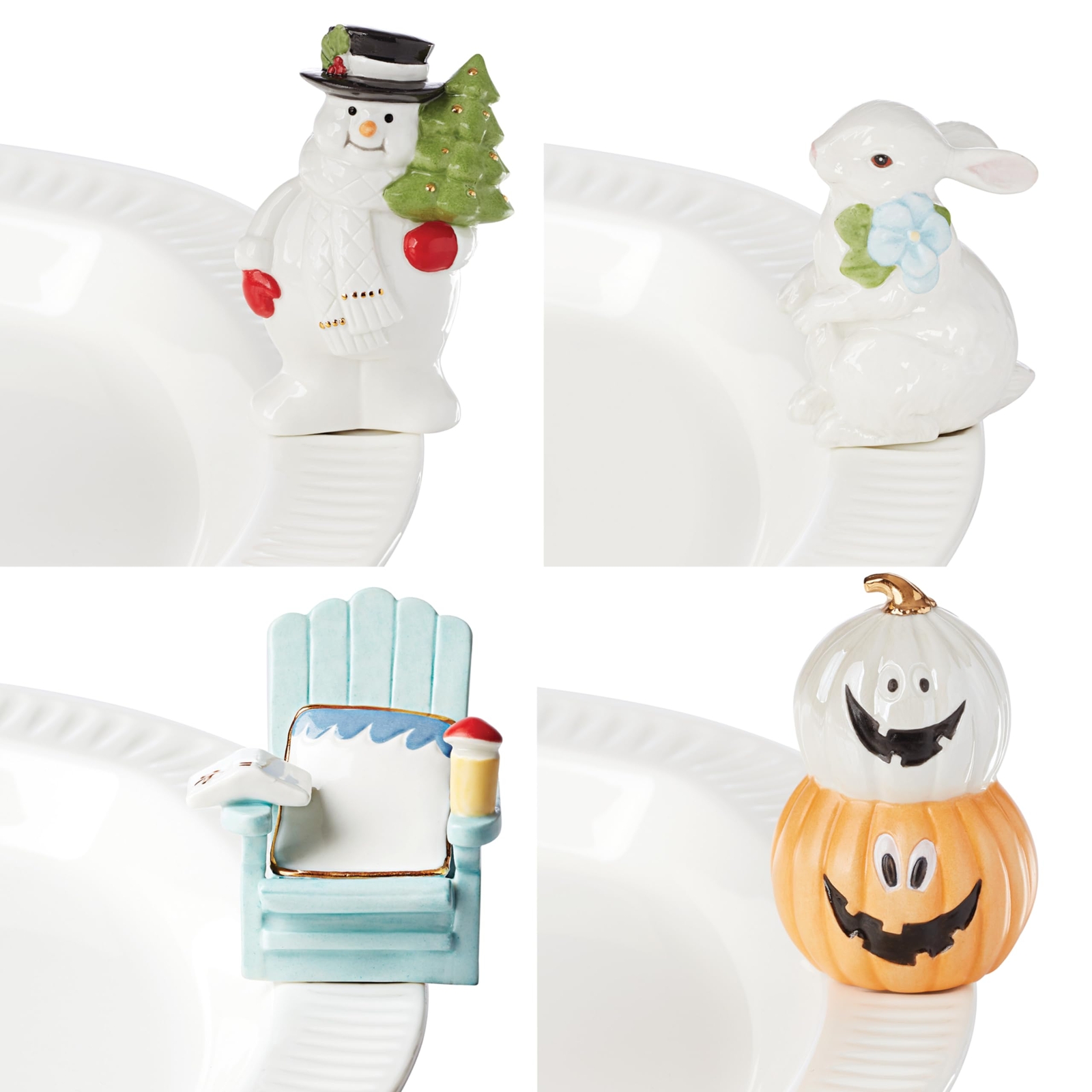 894300 Profile All Seasons 4-Piece Poppers Set, White, Christmas Dinnerware A...