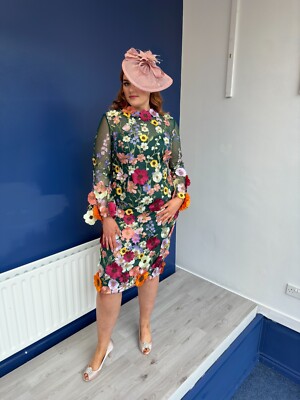 Veni Infantino Midikleid für Brautmutter oder Bräutigam 3D Blumenmuster