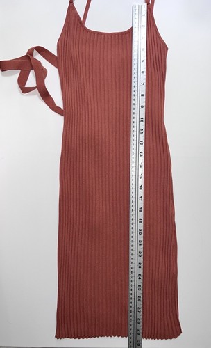 ASOS abito tubino donna taglia US 6 a costine midi spaghetti strap arancione rustico - Foto 7 di 12