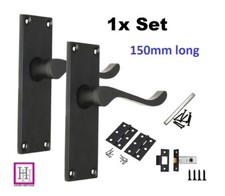 Door Handles Matt Black Victorian Scroll Lever Latch - 150mm x 43mm Door Pack